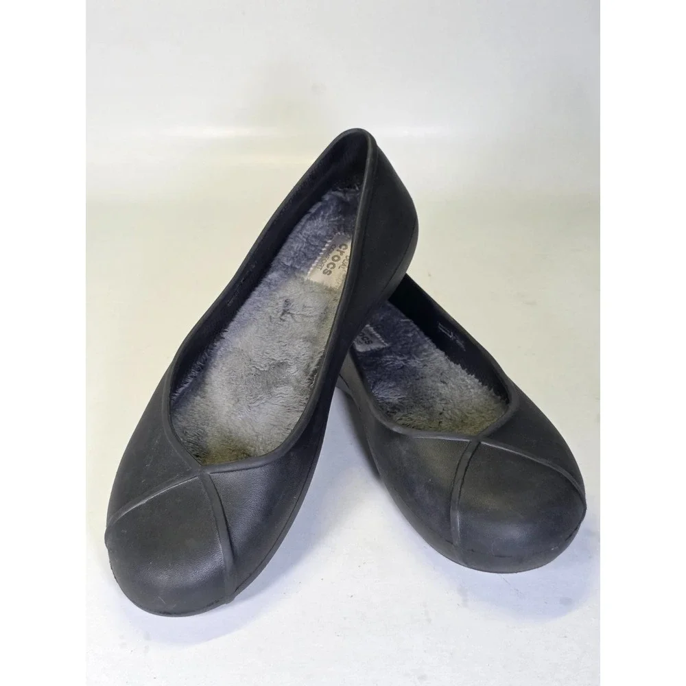 Crocs Olivia II Dual Women's Ballet‎ Size 9 Black Faux Fur Lined  Classic Shoes